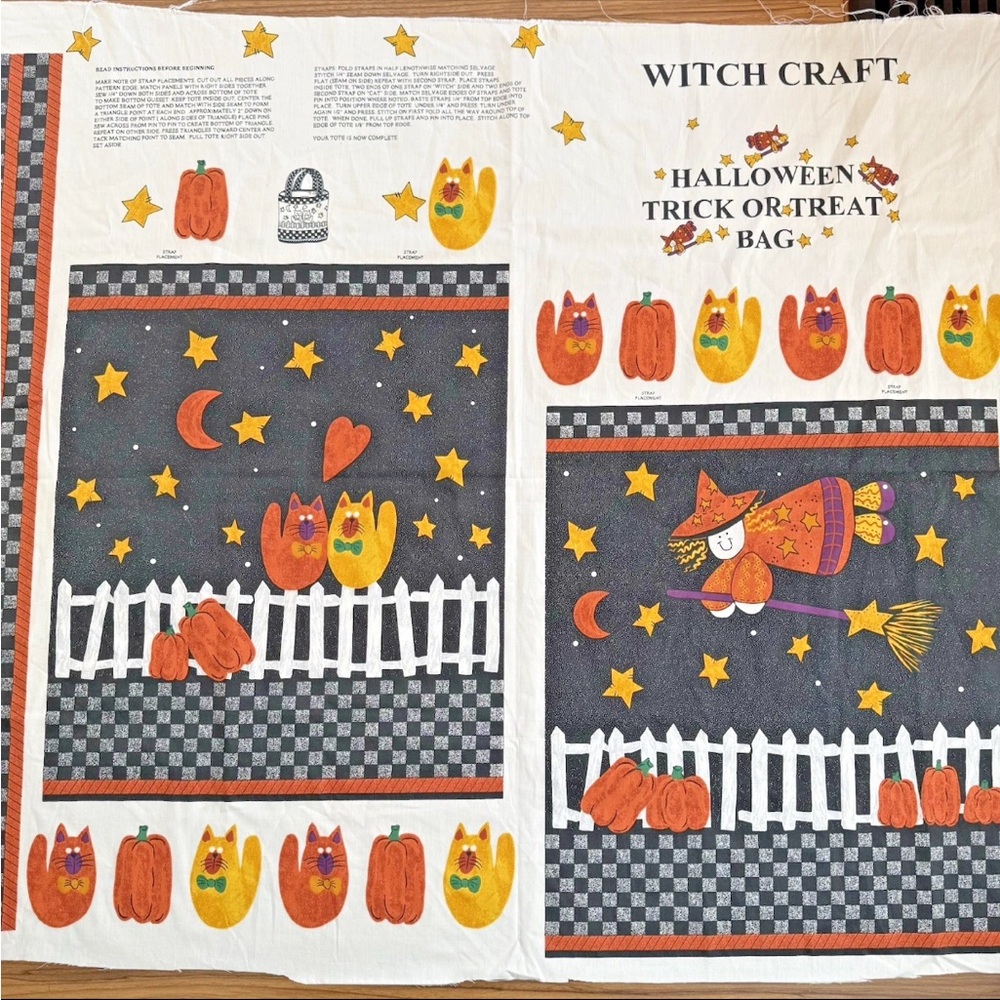VTG Springs Industries Witch Craft Halloween Trick or Treat Bag Cut & Sew Panel